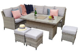 Signature Weave Edwina Wicker Corner Sofa Gas Lift Dining Table Ice Bucket Grey - thumbnail 1