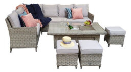 Signature Weave Edwina Wicker Corner Sofa Gas Lift Dining Table Ice Bucket Grey - thumbnail 6