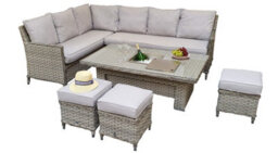 Signature Weave Edwina Wicker Corner Sofa Gas Lift Dining Table Ice Bucket Grey - thumbnail 4
