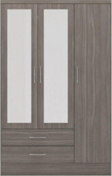 Seconique Nevada 3 Door 2 Drawer Mirrored Wardrobe Black Wood Grain - thumbnail 2
