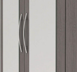 Seconique Nevada 3 Door 2 Drawer Mirrored Wardrobe Black Wood Grain - thumbnail 3