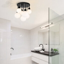 Cosylyte Broome Bathroom 7 Light Modern Opal Glass Ceiling Light - Matt Black - thumbnail 2