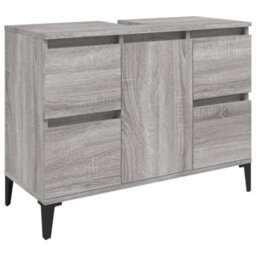 Berkfield 3 Piece Bathroom Furniture Set Grey Sonoma Engineered Wood - thumbnail 5