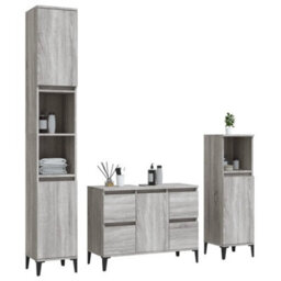 Berkfield 3 Piece Bathroom Furniture Set Grey Sonoma Engineered Wood - thumbnail 3