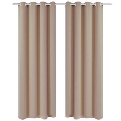Berkfield Blackout Curtains 2 Pcs With Metal Eyelets 135X175 Cm Cream - image 1