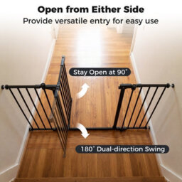 Costway Baby Gate For Doorways 3-Panel Hardware-Mounted Metal Safety Pet Gate-Black - thumbnail 4