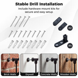 Costway Baby Gate For Doorways 3-Panel Hardware-Mounted Metal Safety Pet Gate-Black - thumbnail 5