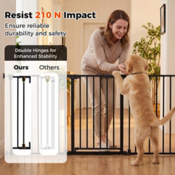 Costway Baby Gate For Doorways 3-Panel Hardware-Mounted Metal Safety Pet Gate-Black - thumbnail 3