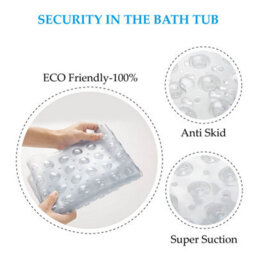 Ameha Bath Mat Non Slip - Crystal Shower Mat With 200 Strong Suction Cups Grip And Drain Holes - Soft Bathroom Mats (53X53Cm) - thumbnail 6