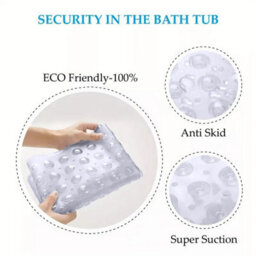 Ameha Bath Mat Non Slip - Crystal Shower Mat With 200 Strong Suction Cups Grip And Drain Holes - Soft Bathroom Mats (53X53Cm) - thumbnail 8