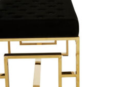 Orsina Luxe Black Velvet And Gold Bench, Button Tufted Upholstery With Gold Stainless Steel Frame, Accent Seat - thumbnail 6