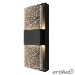 Xample Artika Mazza Bubble Led Wall Light, Matte Black Outdoor/indoor Sconce With Bubbled Glass, 500 Lumens, Weatherproof, 12W