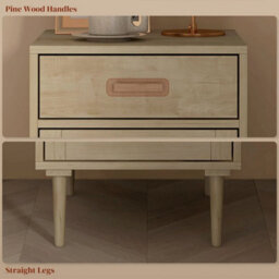 Bedside Cabinets Set Of 2 With Drawer And Adjustable Shelf, Natural - thumbnail 4