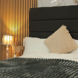"Urban Textures Luxury 20"" High Linen Fabric Upholstered Siera Panel Design Bed Headboard - Charcoal" - thumbnail 2