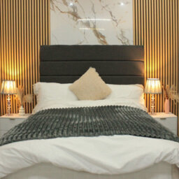"Urban Textures Luxury 20"" High Linen Fabric Upholstered Siera Panel Design Bed Headboard - Charcoal" - thumbnail 3
