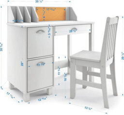White Wooden Study Desk With Chair Kids & Teen Writing Table With Drawers & Storage For Home, School, & Small Spaces Teen Work - thumbnail 9