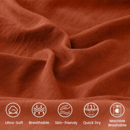 Bedlooms Rust Cotton Duvet Cover Set, Breathable & Anti-Allergic Bedding Pack, Single 135X200Cm - thumbnail 4