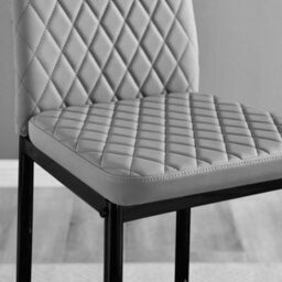 Furniturebox Milan Grey Diamond-Stiched Faux Leather Black Leg Padded Bar Stools (Set Of 2) - thumbnail 3