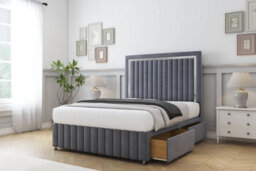 "Sloomy Boston Chrome Steel Plush Divan Bed 2 Drawers Left Side-26"" Strutted Headboard 12"" Footboard 4' Small Double" - thumbnail 4