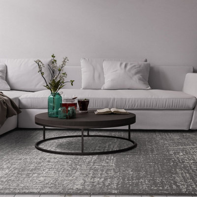 Charcoal Abstract Modern Easy To Clean Dining Room Bedroom And Living Room Rug-120Cm X 170Cm - image 1