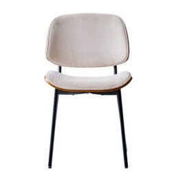 Nordlys Set Of 2 Metal Dining Chairs In Wood And Beige Corduroy Modern Design Style Dining Room - thumbnail 5