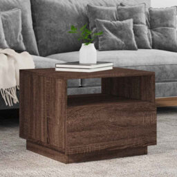 Berkfield Coffee Table With Led Lights Brown Oak 50X49X40 Cm - thumbnail 1