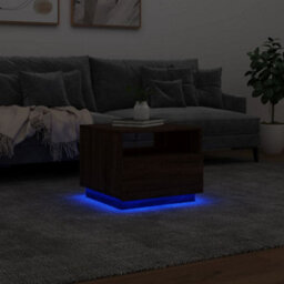 Berkfield Coffee Table With Led Lights Brown Oak 50X49X40 Cm - thumbnail 5