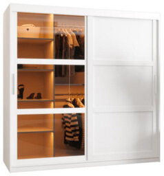 Arte Parma Iii Sliding Door Wardrobe (H2000mm W1800mm D620mm) With Shelves - White Matt - thumbnail 2