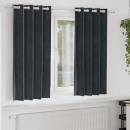 Walplus Curtains With Curtains 2 Pcs Dark Grey 140 X 175 Cm Velvet - thumbnail 1