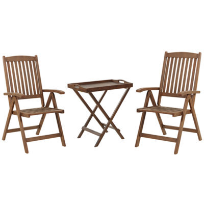 Beliani Bistro Set Folding Amantea Acacia Wood Dark Brown - image 1