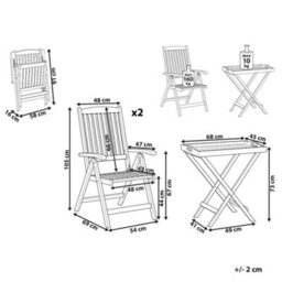 Beliani Bistro Set Folding Amantea Acacia Wood Dark Brown - thumbnail 3