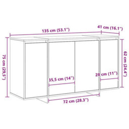 Vidaxl Sideboard Concrete Grey 135 X 41 X 75 Cm Engineered Wood - thumbnail 3