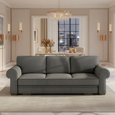 Bukiet Modern Upholstered Sofa Bed With Storage Polyurethane Foam Wavy Springs 256X103X95Cm Grey - image 1