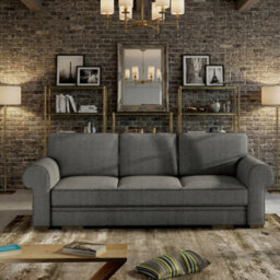 Bukiet Modern Upholstered Sofa Bed With Storage Polyurethane Foam Wavy Springs 256X103X95Cm Grey - thumbnail 3