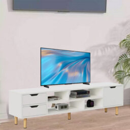 High Gloss Tv Stand Cabinet Entertainment Center With 1 Door & 4 Shelve 2 Dxoulh - thumbnail 7