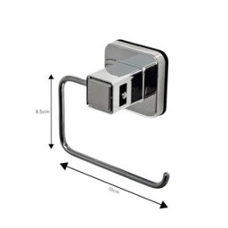 Showerdrape Pushloc Chrome Steel Suction Wall Mounted Toilet Roll Holder With Mounting Square - thumbnail 5