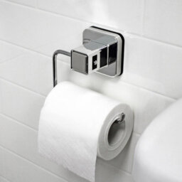 Showerdrape Pushloc Chrome Steel Suction Wall Mounted Toilet Roll Holder With Mounting Square - thumbnail 2