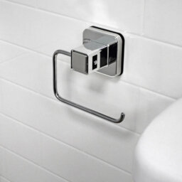 Showerdrape Pushloc Chrome Steel Suction Wall Mounted Toilet Roll Holder With Mounting Square - thumbnail 1
