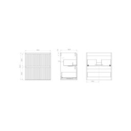 Banyetti Linea Matt Black Ribbed Double Drawer Wall Hung Vanity Unit 600mm X 390mm - thumbnail 5