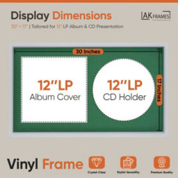 "30X17"" Silver Sleek Vinyl Record Frame With Emerald Mount For 12 Inch Lp Album Cover & Disc - Ak Frames" - thumbnail 2