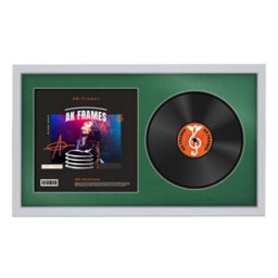 "30X17"" Silver Sleek Vinyl Record Frame With Emerald Mount For 12 Inch Lp Album Cover & Disc - Ak Frames" - thumbnail 1