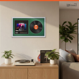 "30X17"" Silver Sleek Vinyl Record Frame With Emerald Mount For 12 Inch Lp Album Cover & Disc - Ak Frames" - thumbnail 5