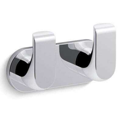 Mira Kohler Avid Wall Mounted Double Robe Dressing Gown Towel Hook Polished Chrome