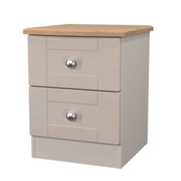 Santander Ready Assembled Matt Beige & Oak 2 Drawer Wide Bedside Chest (H)502mm (W)395mm (D)411mm - thumbnail 2