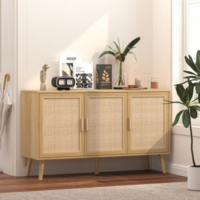 Home Source Astbury Sideboard 3 Rattan Doors Solid Wooden Legs Cabinet Storage Unit - image 1