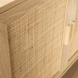 Home Source Astbury Sideboard 3 Rattan Doors Solid Wooden Legs Cabinet Storage Unit - thumbnail 6
