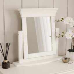 The Furniture Market Wilmslow White Painted Vanity Dressing Mirror Elegant French Inspired Design, Adjustable Angle, Satin Paint Finish
