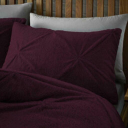 Smart Living Teddy Bear Fluffy Bedding Set, Thermal Warm & Cosy Super Soft Fleece Duvet Cover Set With Pillowcases - Purple - thumbnail 2