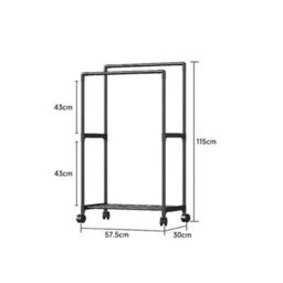 Metal Clothes Hanging Rail Stand Shoe Rack Storage Shelf - thumbnail 2