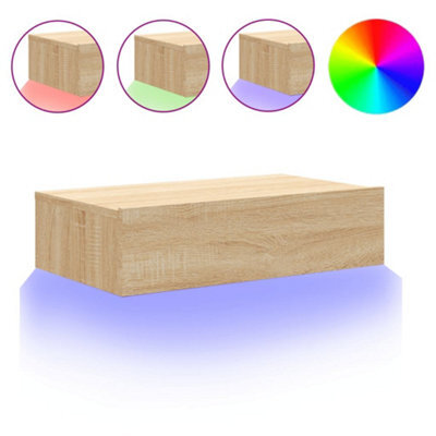 Berkfield Modern Tv Cabinet With Led Lights Sonoma Oak 60X35X15.5 Cm - image 1